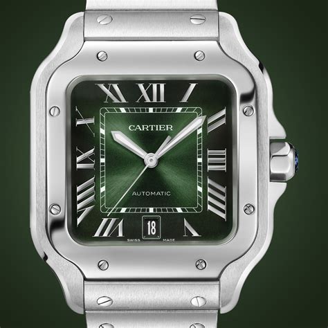 green dial cartier|cartier santos green face.